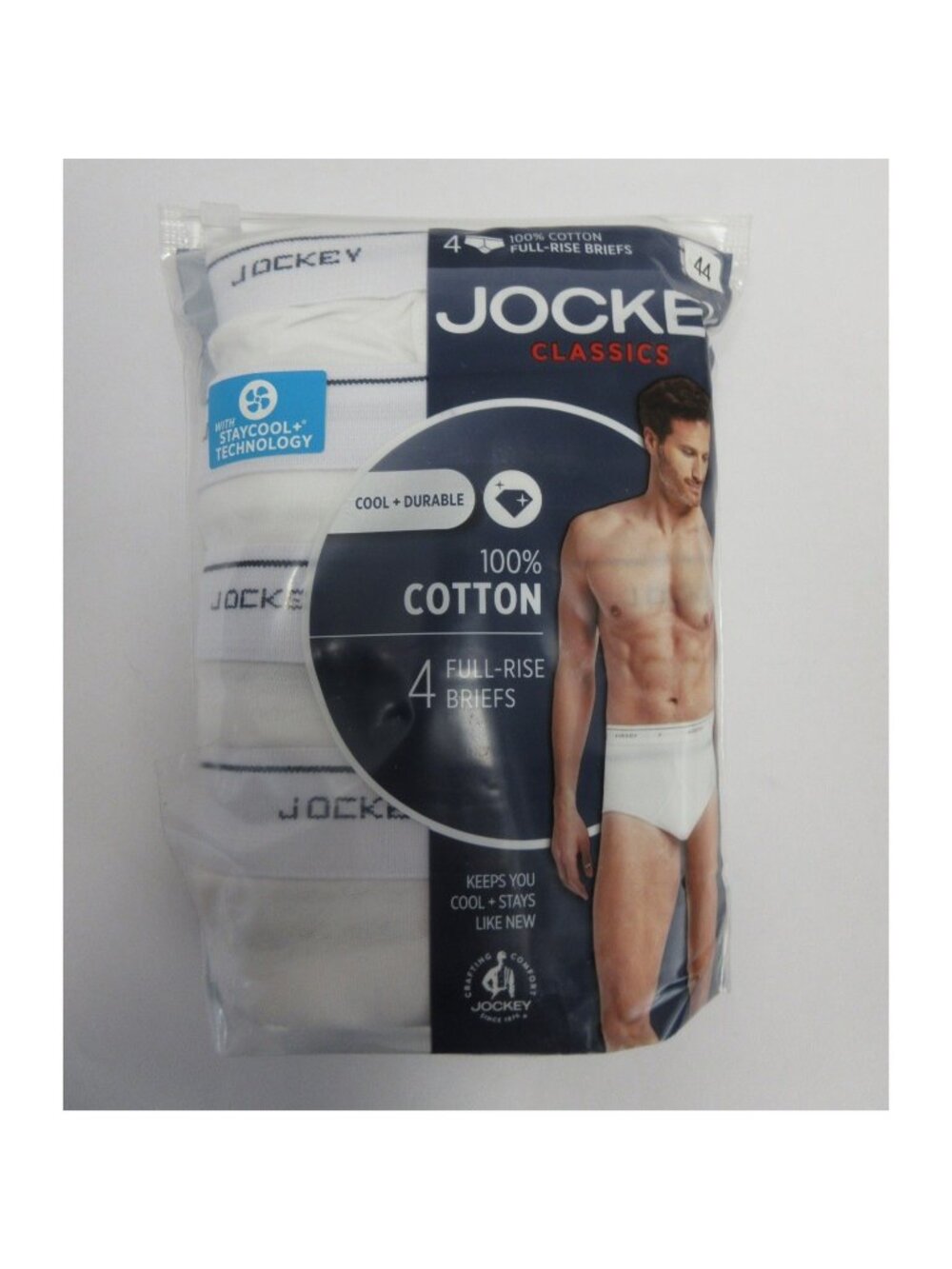Jockey Underwear 44 4 Pack Full Rise Briefs Stay Cool Classic NEW